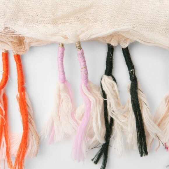 ZARA Women's Striped Fringed Linen Scarf(Ecru, Size:M) - Picture 5 of 8